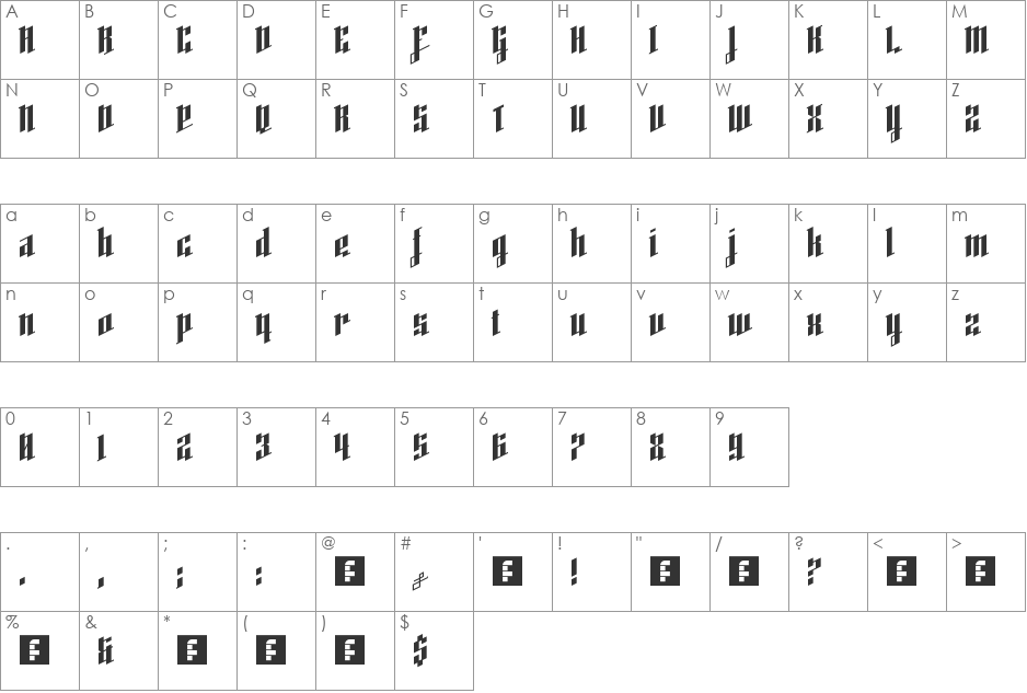 High Voltage font character map preview