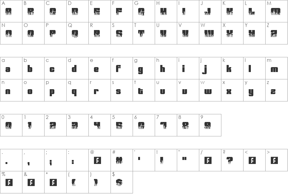 High Volume font character map preview