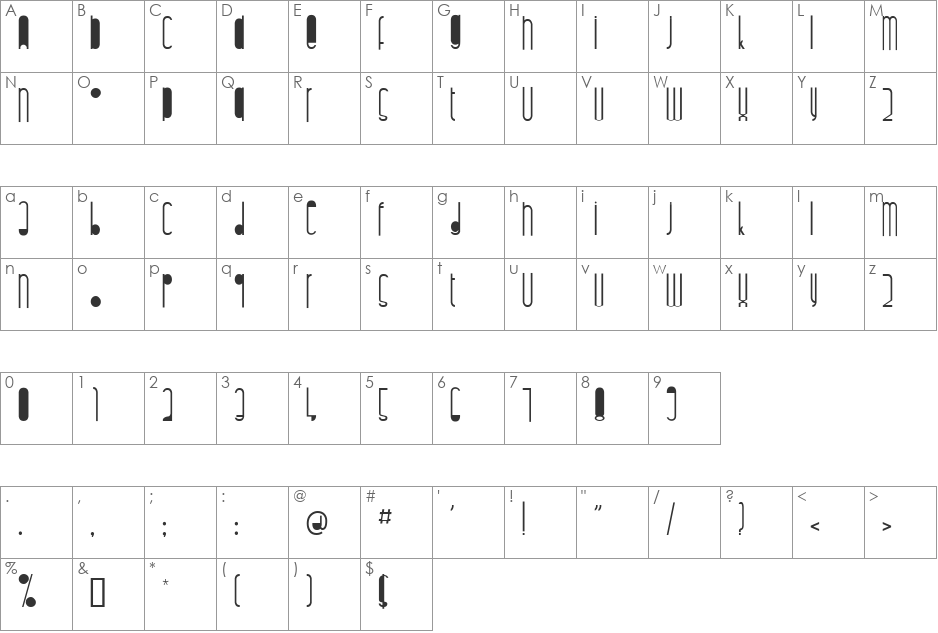 highaltodecor font character map preview