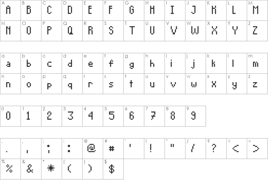 Highbeams font character map preview
