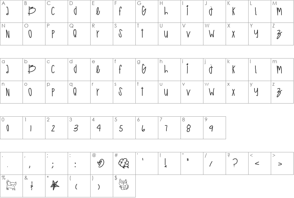 HighCastleBass font character map preview