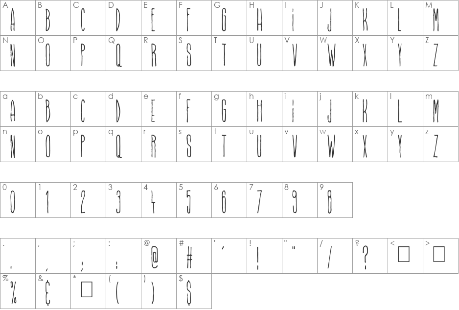Higher Than High font character map preview