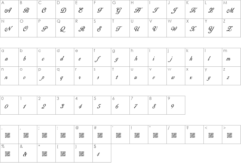 HigherBounties font character map preview