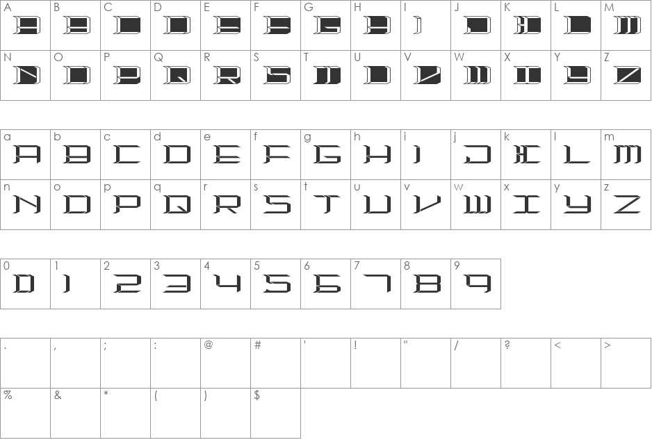 HighOrbit 2 font character map preview