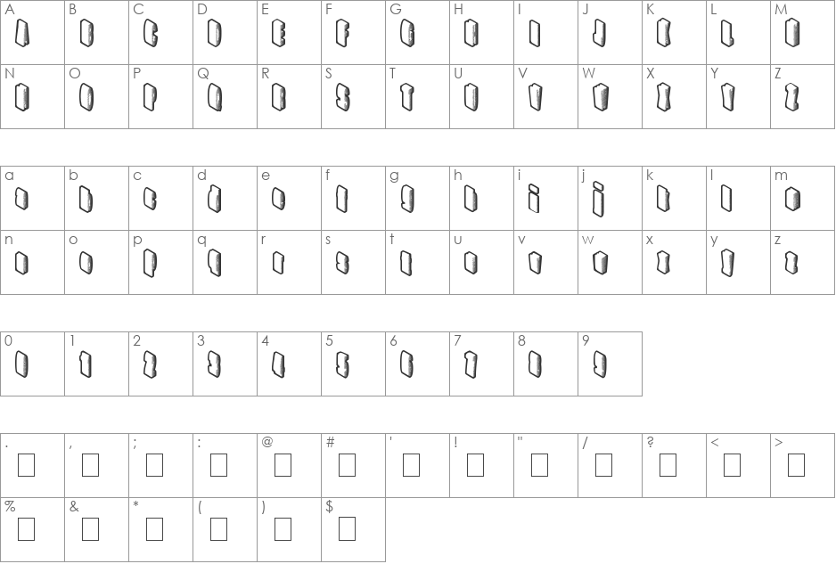 HighRating font character map preview