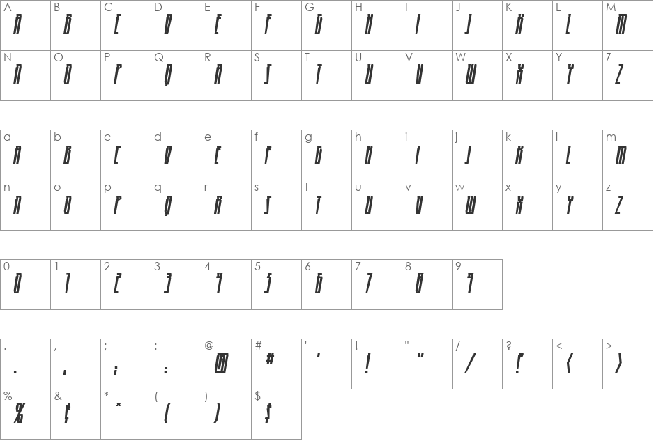 HighRise BB font character map preview