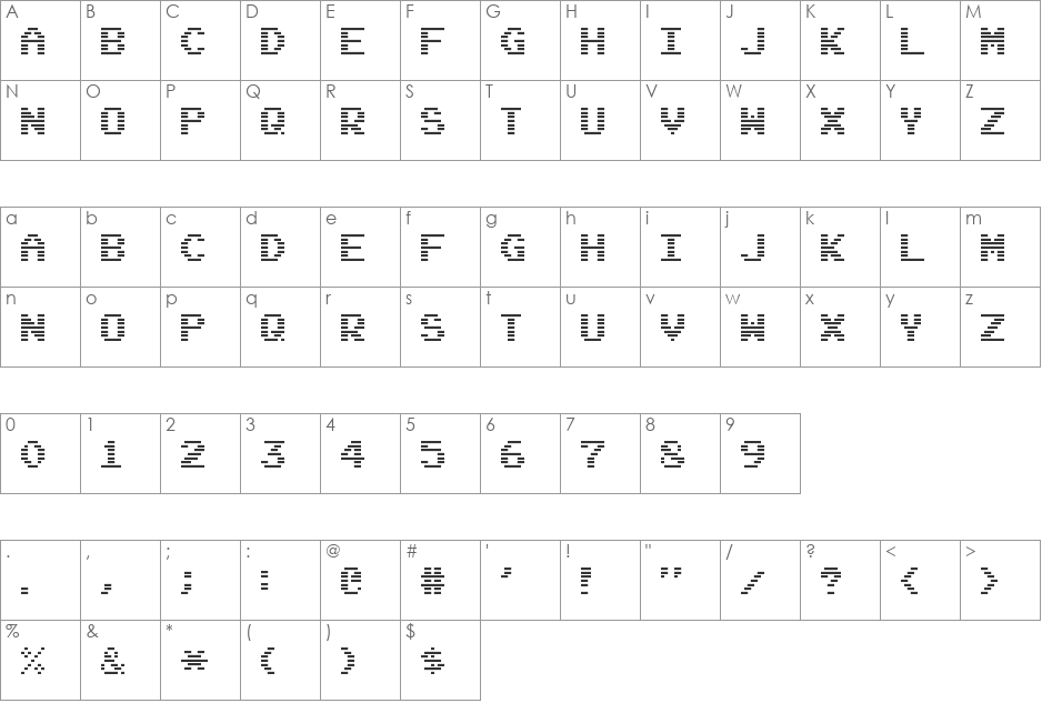 Highscore Hero font character map preview