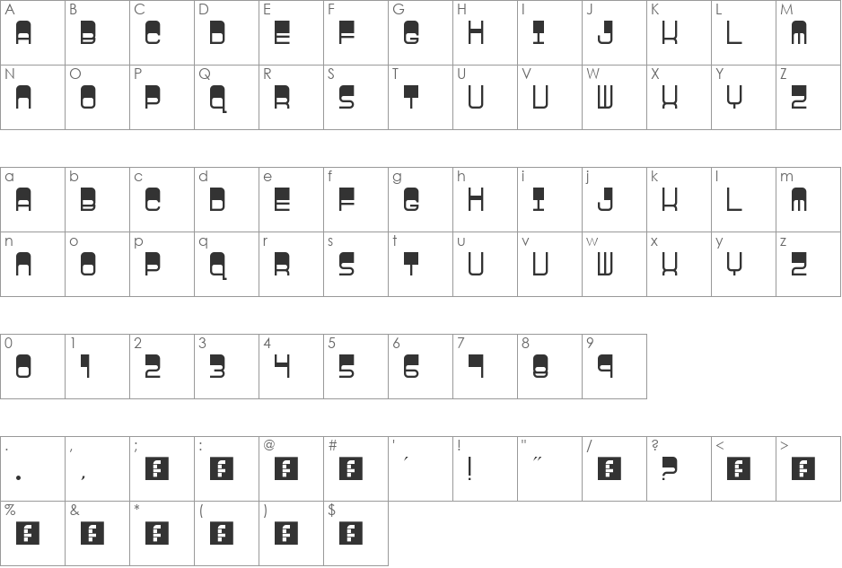 Highstruct font character map preview