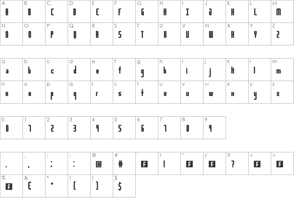 Highway Block Sans font character map preview