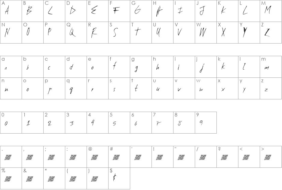 HighZombie font character map preview