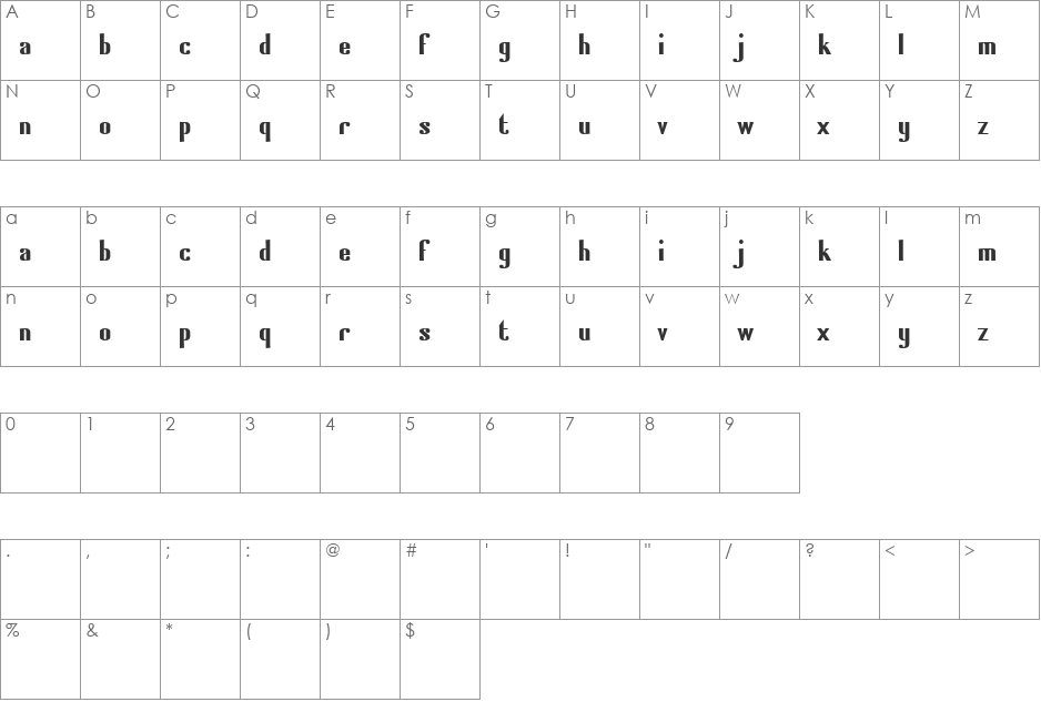 Hijinx font character map preview
