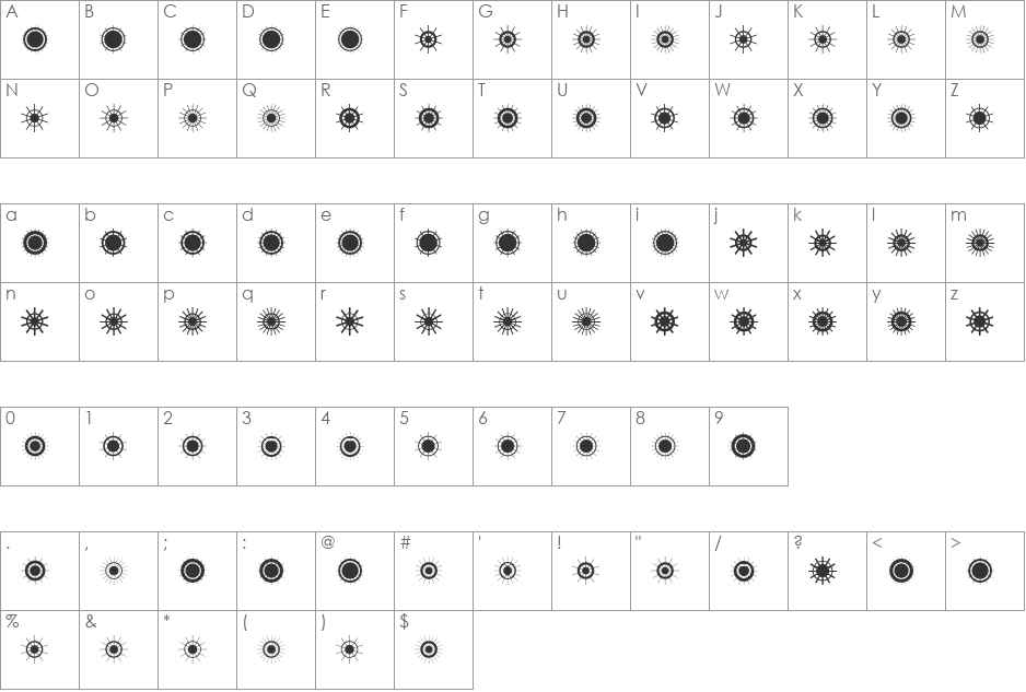 Hikaru font character map preview