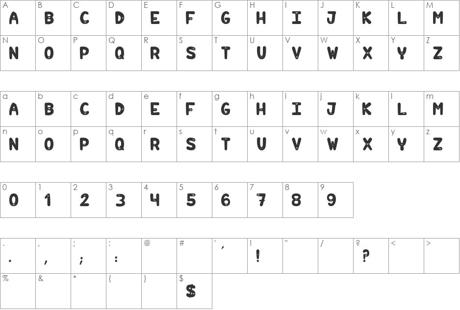 Hilarious font character map preview