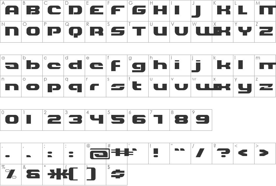 Hilda font character map preview
