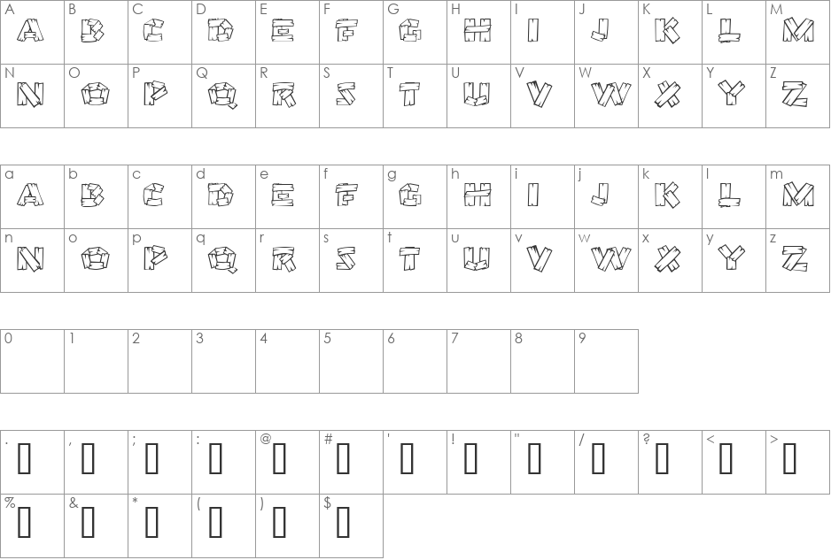 HillNBillyCapsSSi font character map preview
