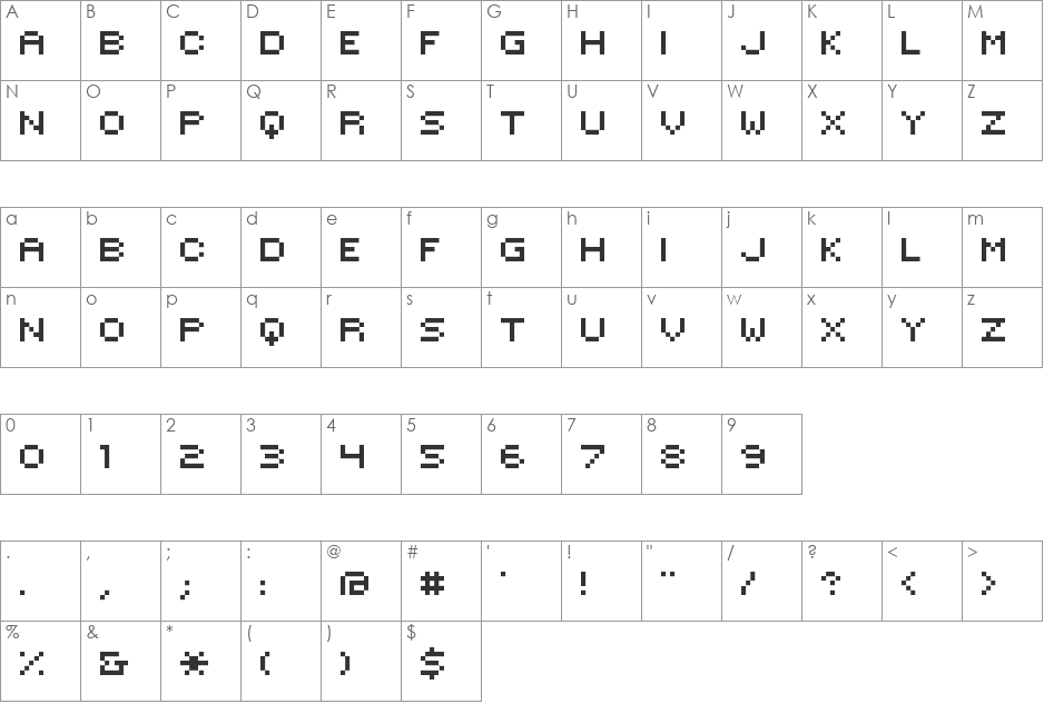 HILOGINCON font character map preview