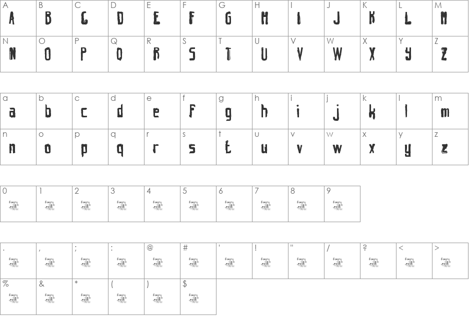 hint-retro-grunge_free-version font character map preview