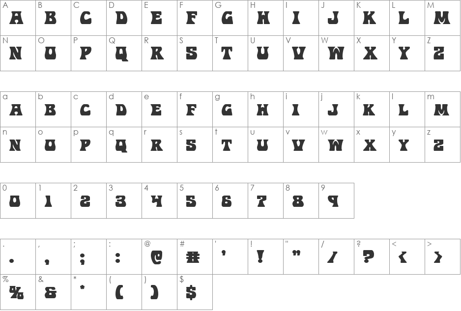 Hip Pocket font character map preview