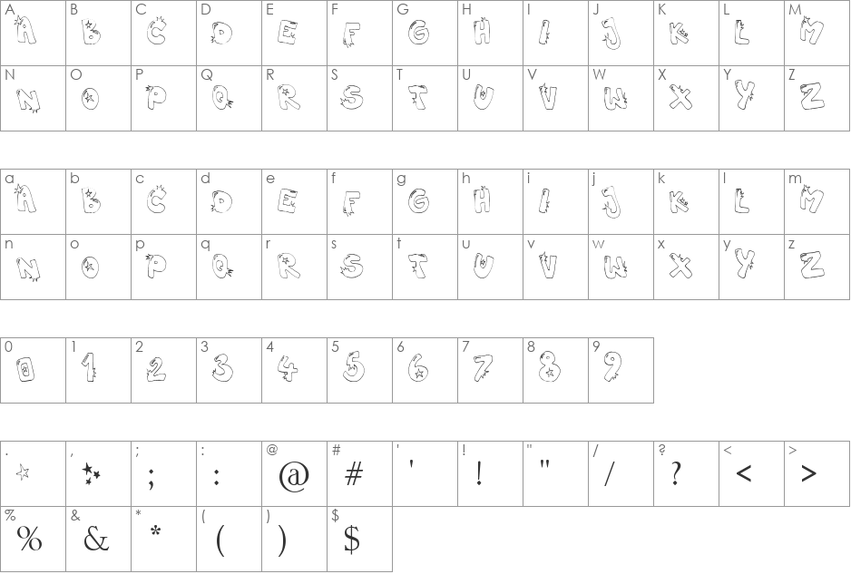 hiphopbarbie font character map preview