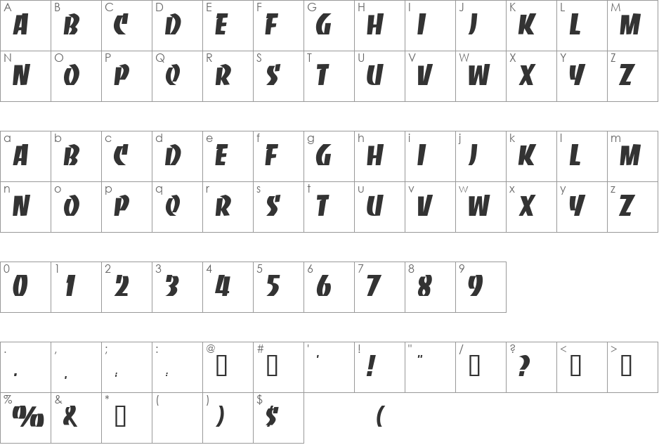 HipHopCapsSSi font character map preview