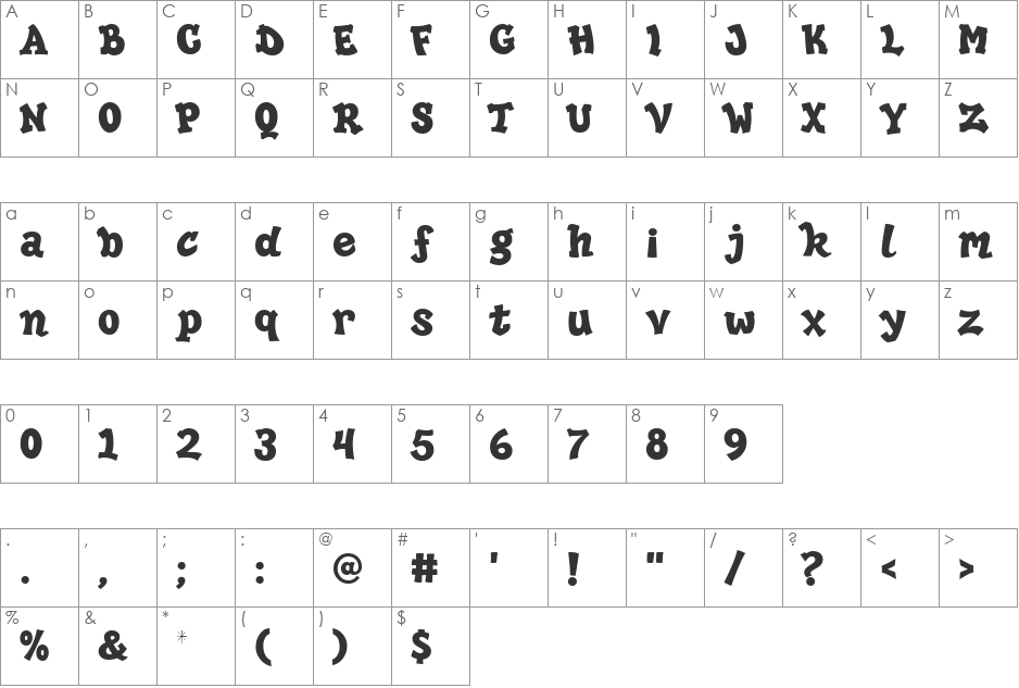 HipHopDemi font character map preview
