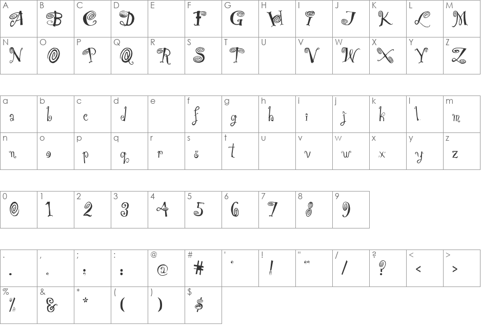 HipnOtik font character map preview
