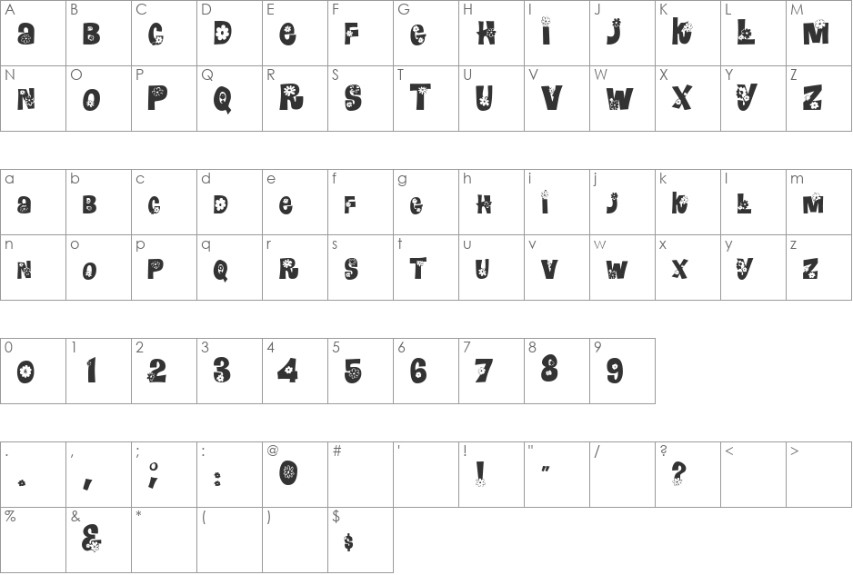 HippieDisplay font character map preview