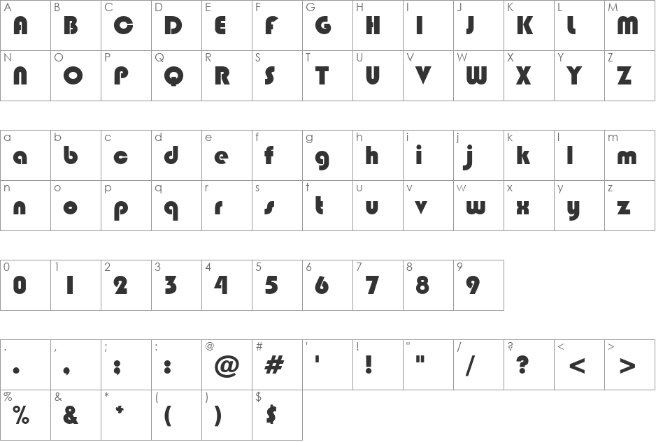 Hippo font character map preview