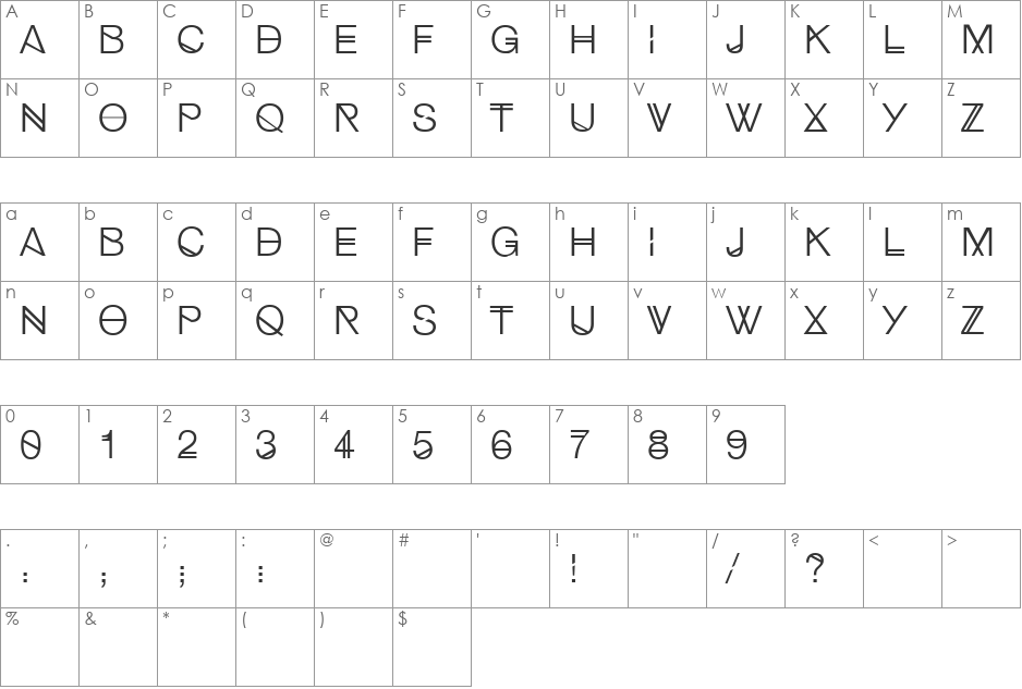 Hipstelvetica font character map preview