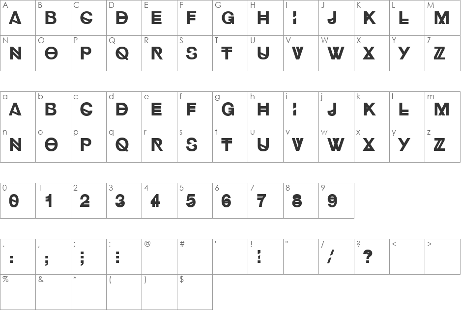 Hipstelvetica font character map preview