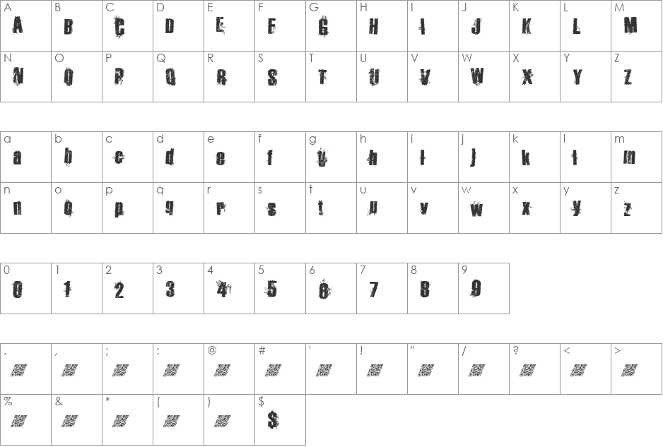 HipsterBike font character map preview