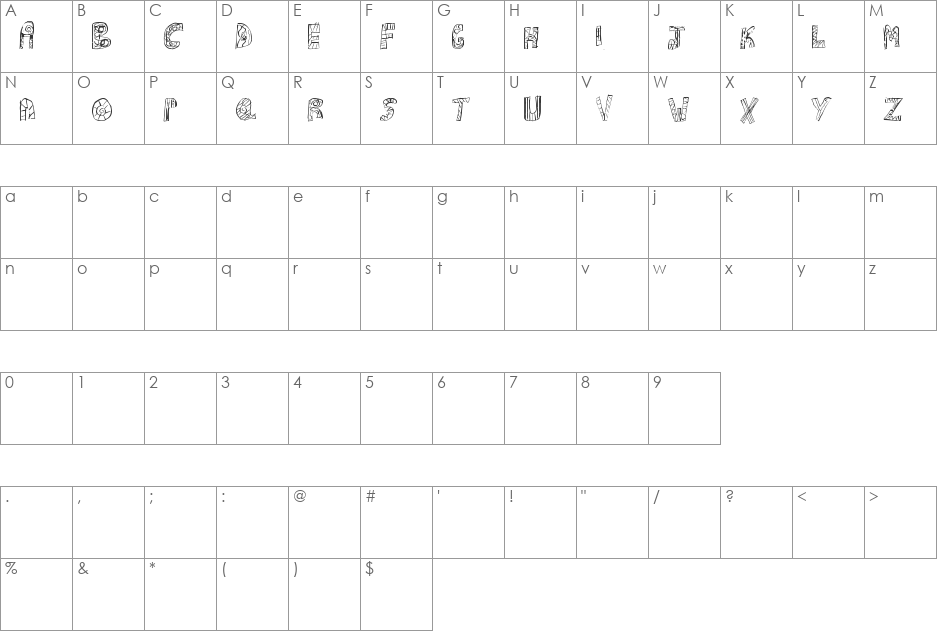 Hiptronic font character map preview