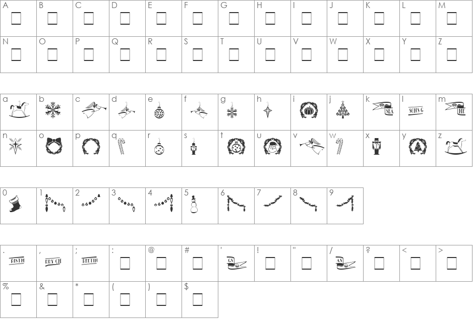 AC1-HoliDings2 font character map preview