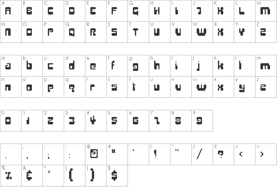 Hiro font character map preview