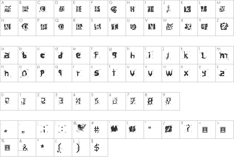Hiroformica font character map preview