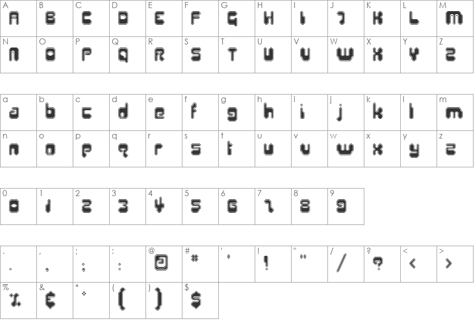 HiroSharp font character map preview