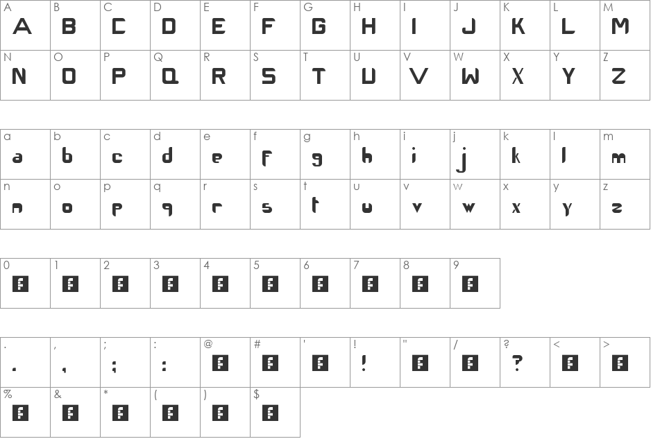 Hirschknacker font character map preview