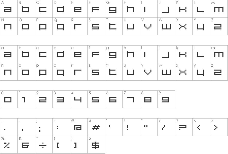 HISCORE font character map preview