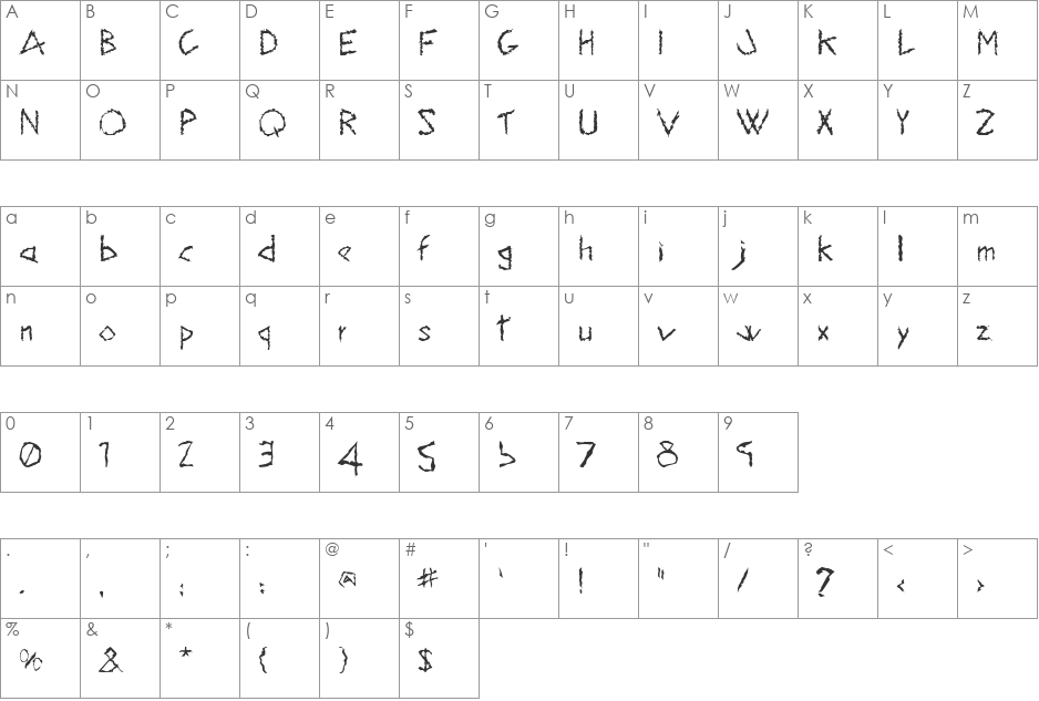 HiSky font character map preview