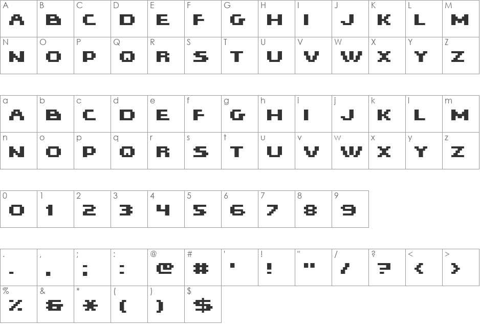 HISKYFLIPPERLOWBOLD font character map preview