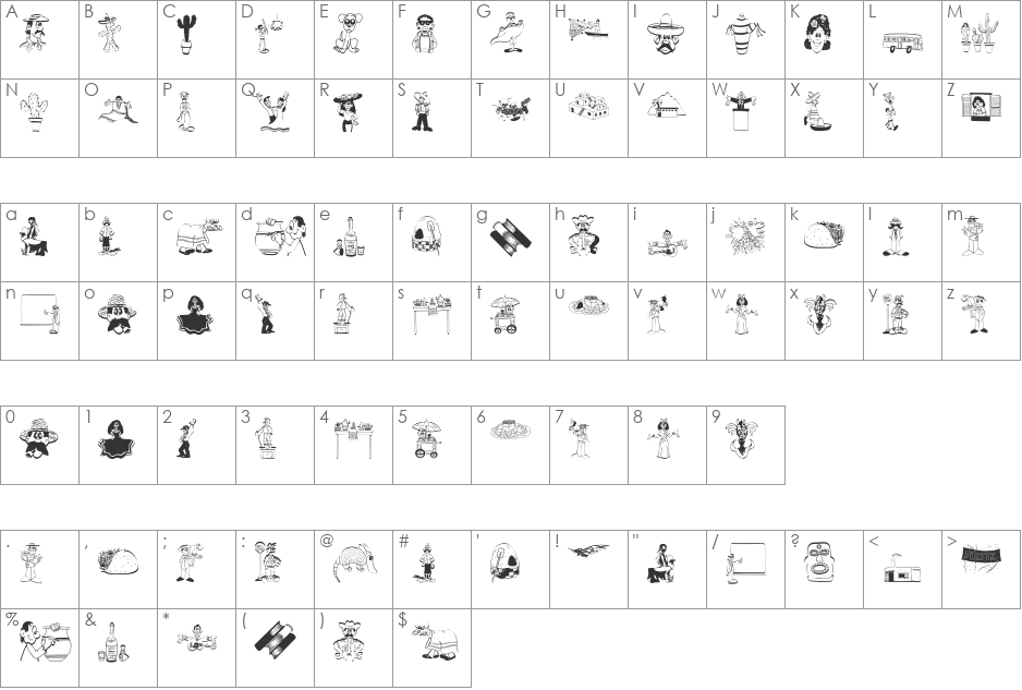 Hispaniola font character map preview