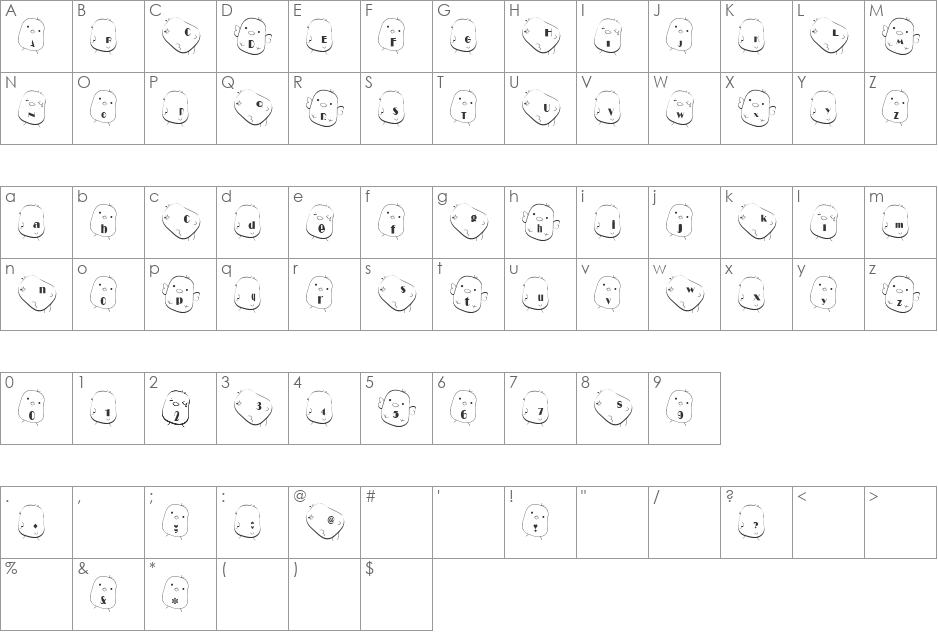 hiyo Font font character map preview