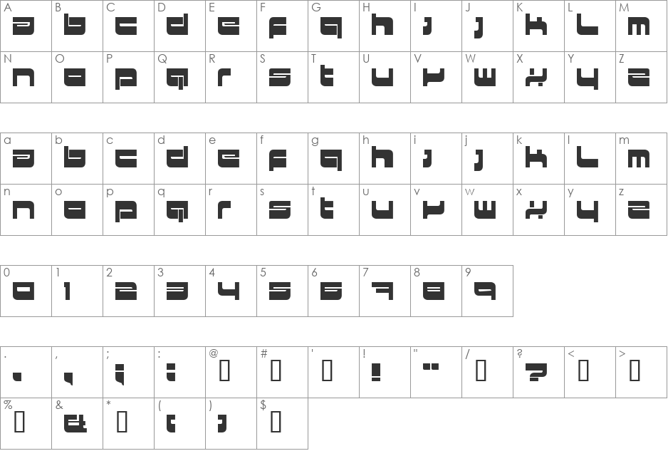 HKI Nightlife font character map preview