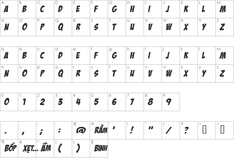 HL ComicBoom font character map preview