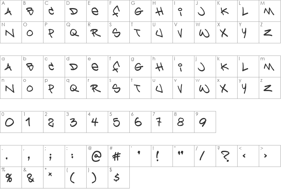 HL Freewrite font character map preview