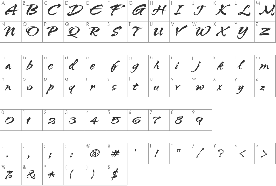 HL Netbutlong font character map preview