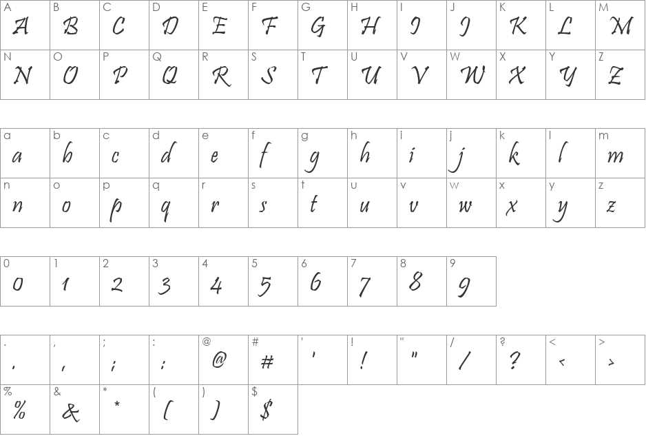 HL Nhenhang font character map preview