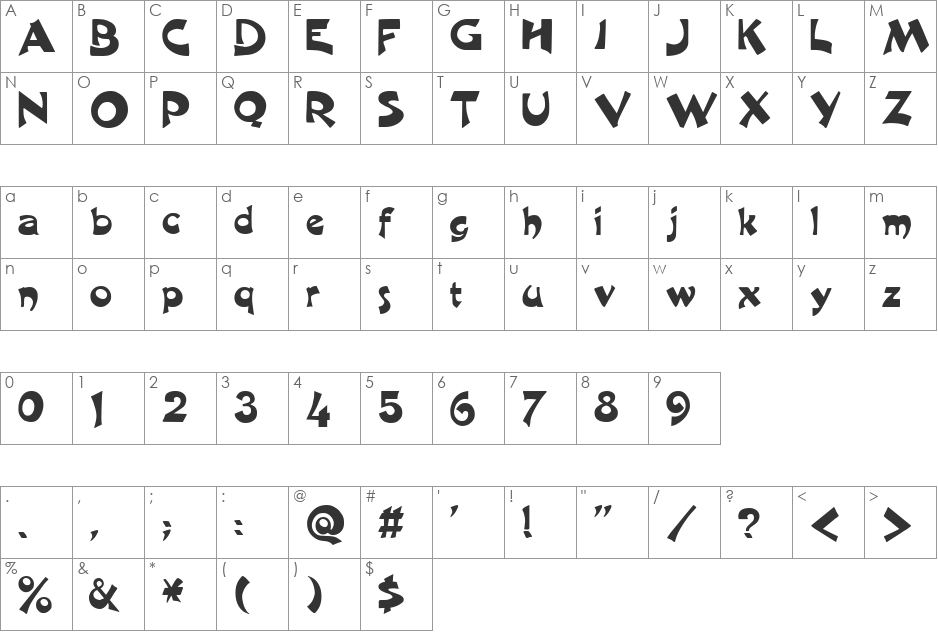 HL Vungchac font character map preview