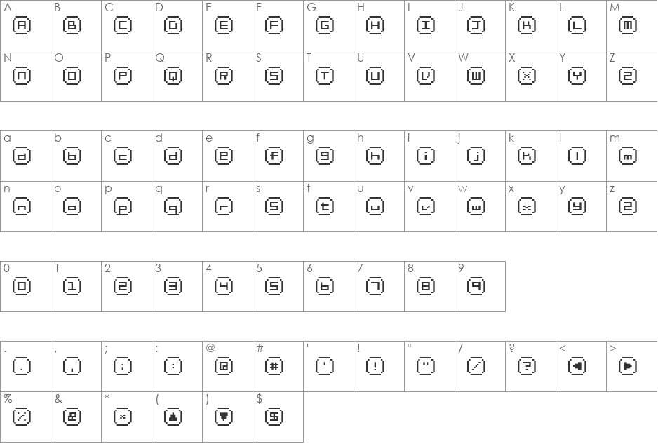 HM Othello White font character map preview