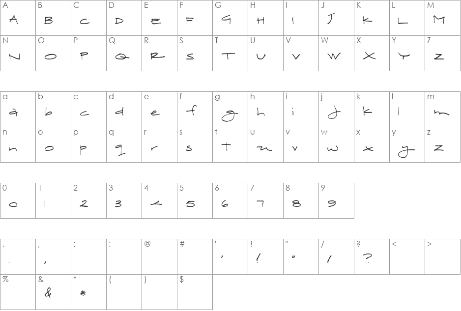 Hobbes font character map preview
